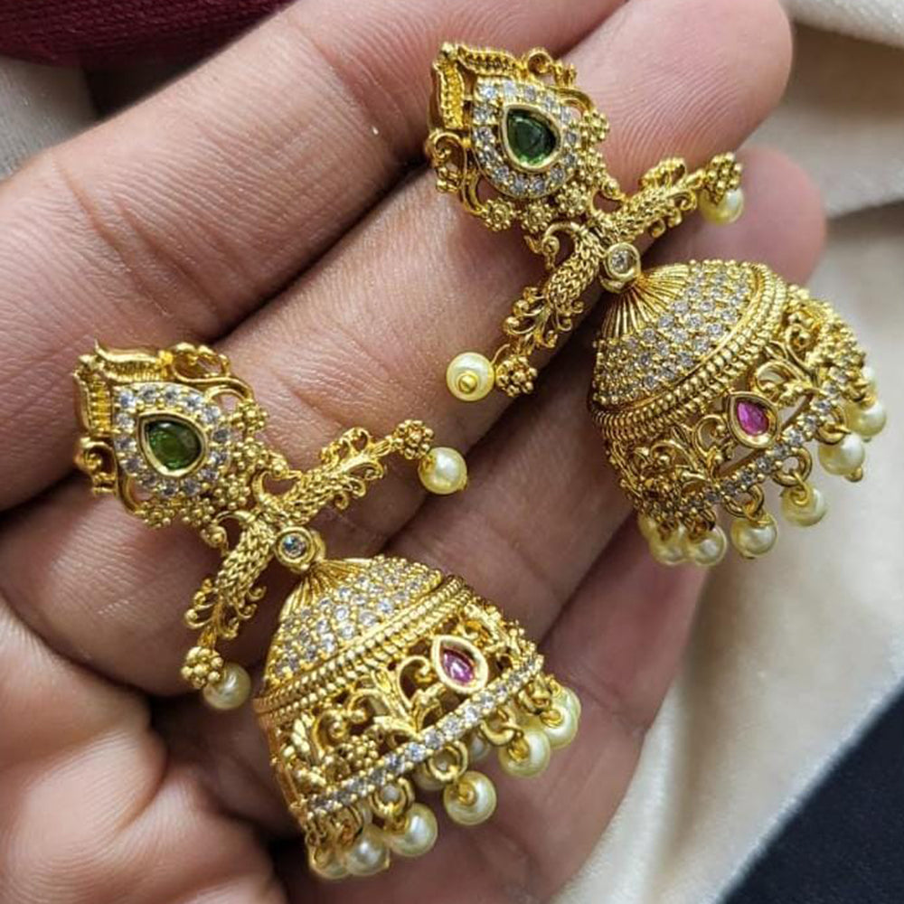 Kavita Art Gold Plated Austrian Stone Jhumki Earrings