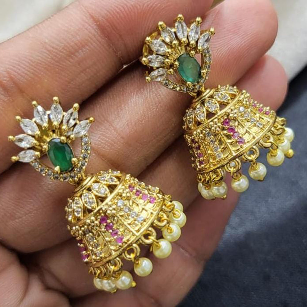 Kavita Art Gold Plated Austrian Stone Jhumki Earrings