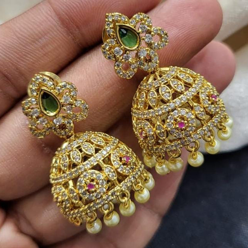 Kavita Art Gold Plated Austrian Stone Jhumki Earrings