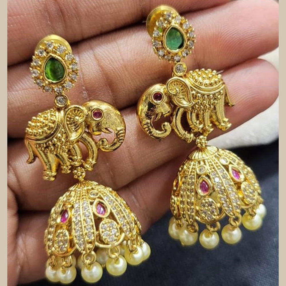 Kavita Art Gold Plated Austrian Stone Jhumki Earrings
