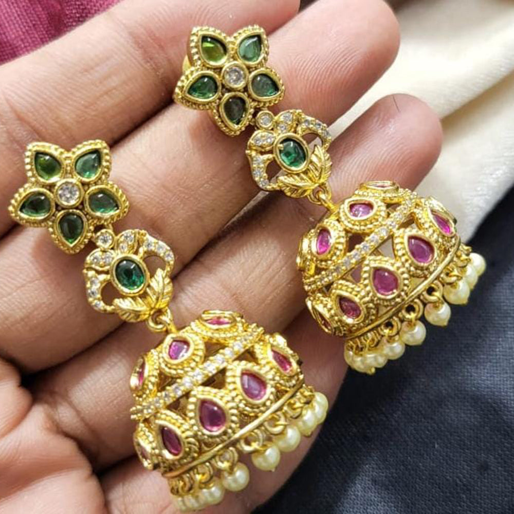 Kavita Art Gold Plated Austrian Stone Jhumki Earrings