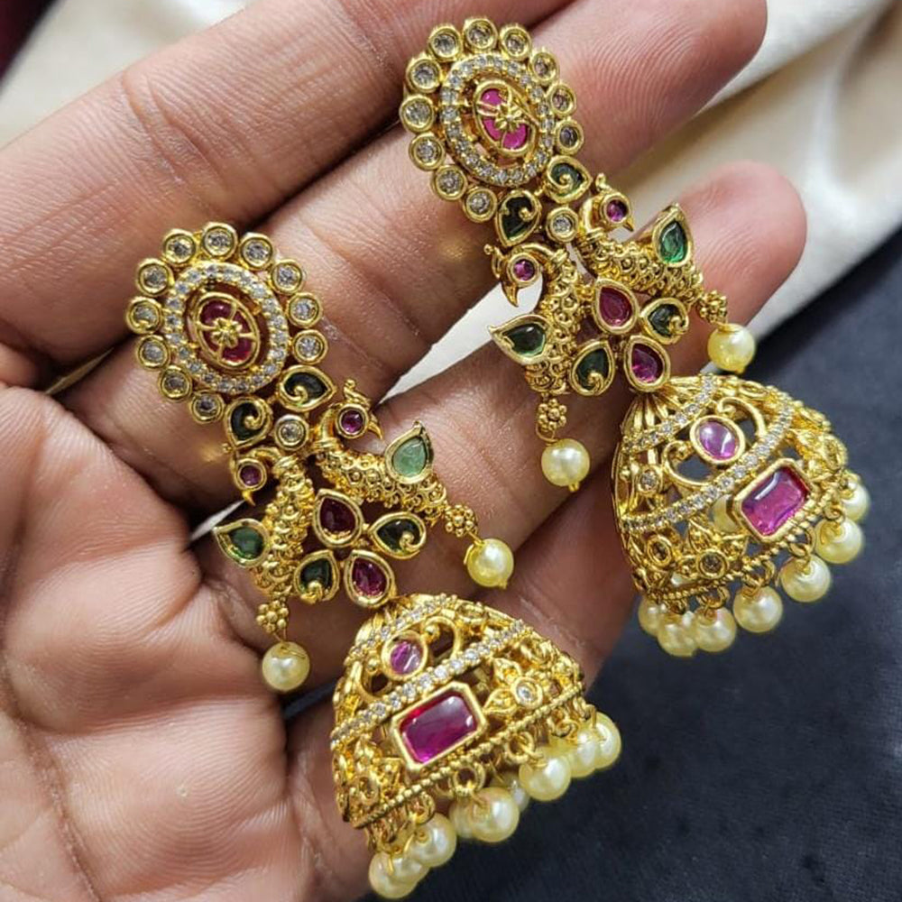 Kavita Art Gold Plated Austrian Stone Jhumki Earrings