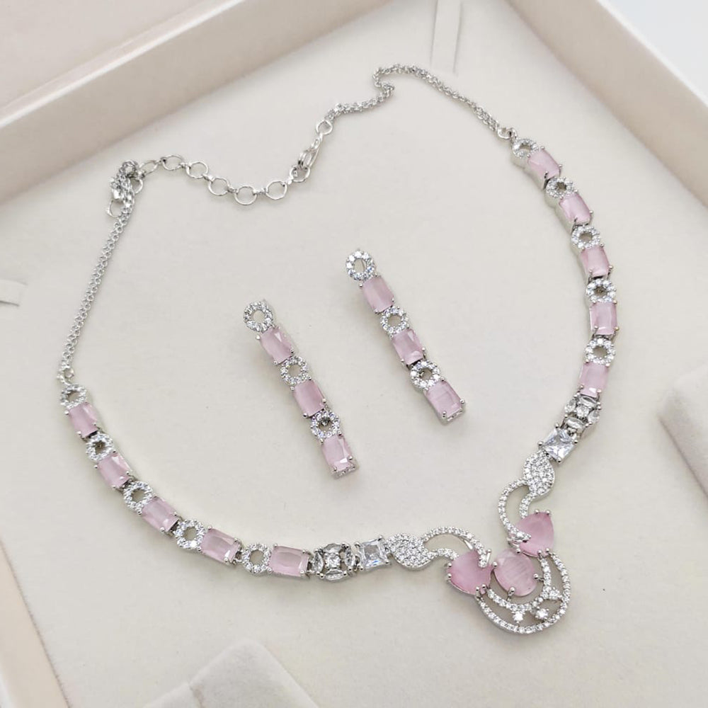 Kavita Art Silver Plated American Diamond Necklace Set