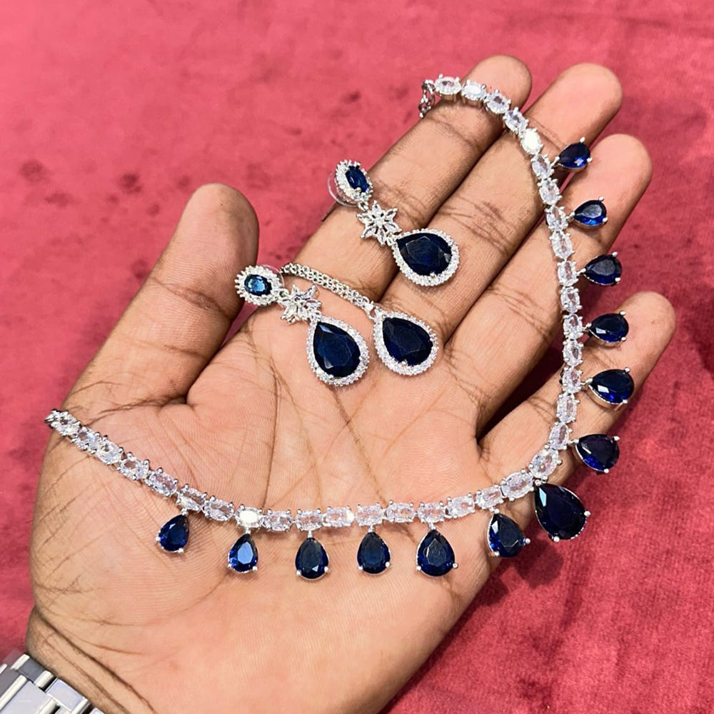 Kavita Art Silver Plated American Diamond Necklace Set