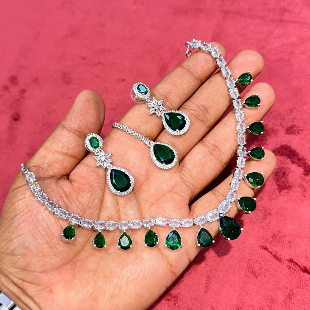 Kavita Art Silver Plated American Diamond Necklace Set