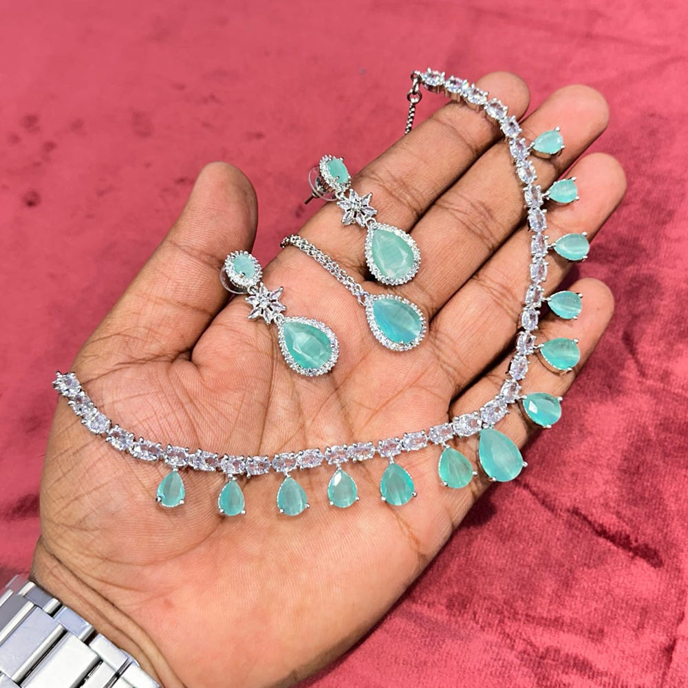 Kavita Art Silver Plated American Diamond Necklace Set