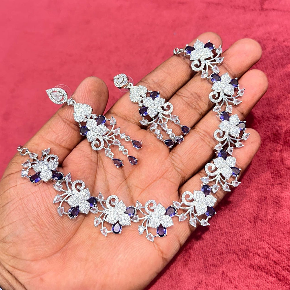 Kavita Art Silver Plated American Diamond Necklace Set