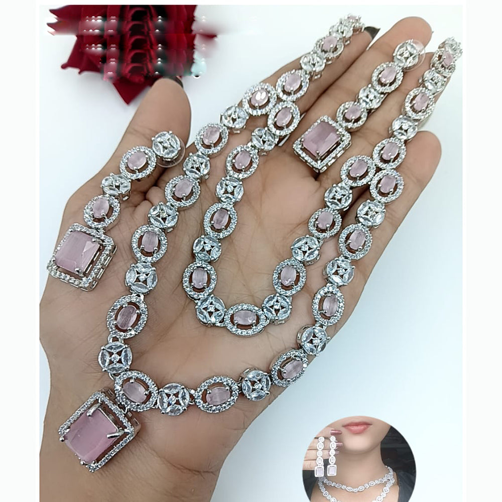 Kavita Art Silver Plated American Diamond Necklace Set