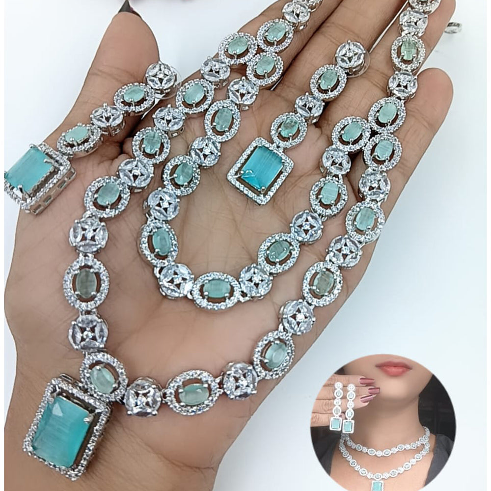 Kavita Art Silver Plated American Diamond Necklace Set