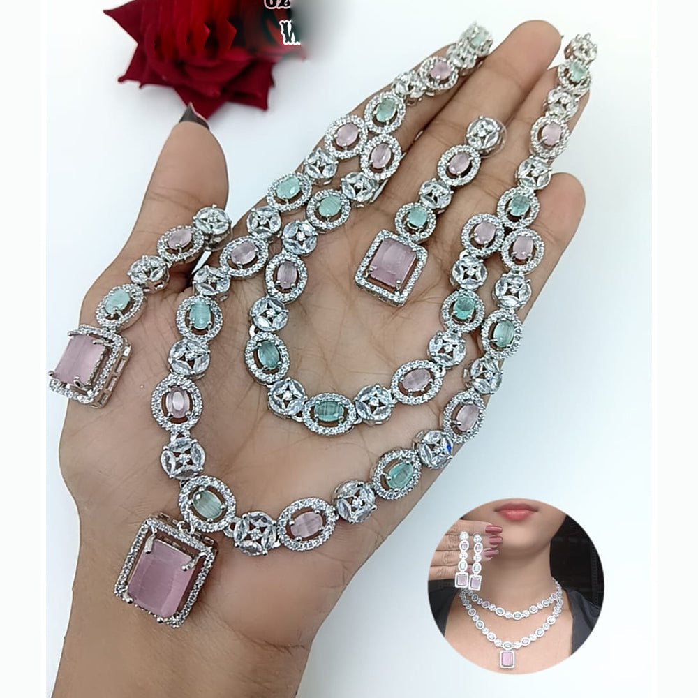 Kavita Art Silver Plated American Diamond Necklace Set