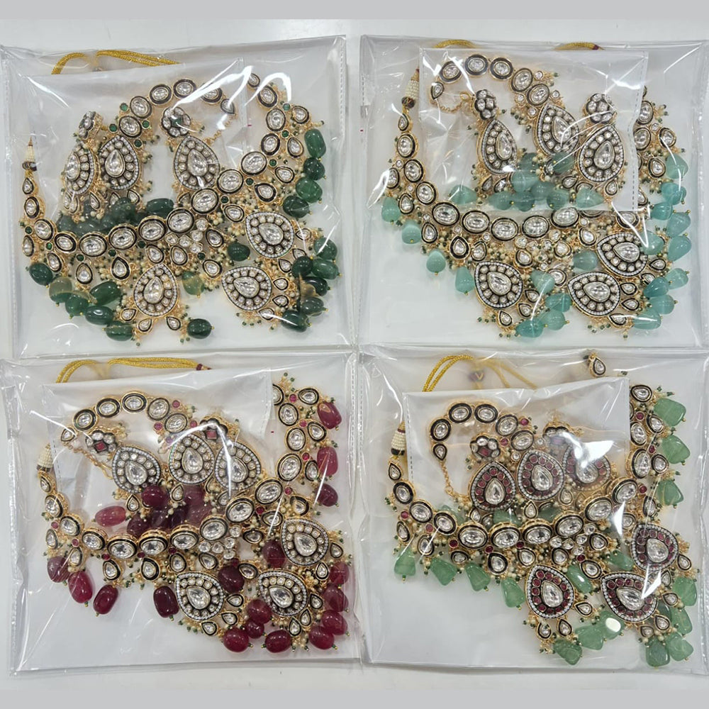 Kavita Art Gold Plated Kundan Stone And Beads Necklace Set