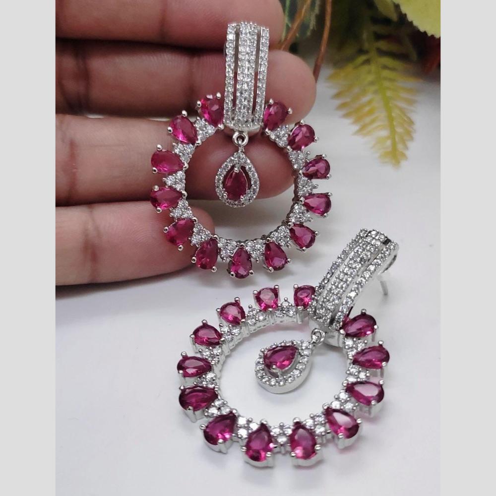 Kavita Art Silver Plated American Diamonds Dangler Earrings