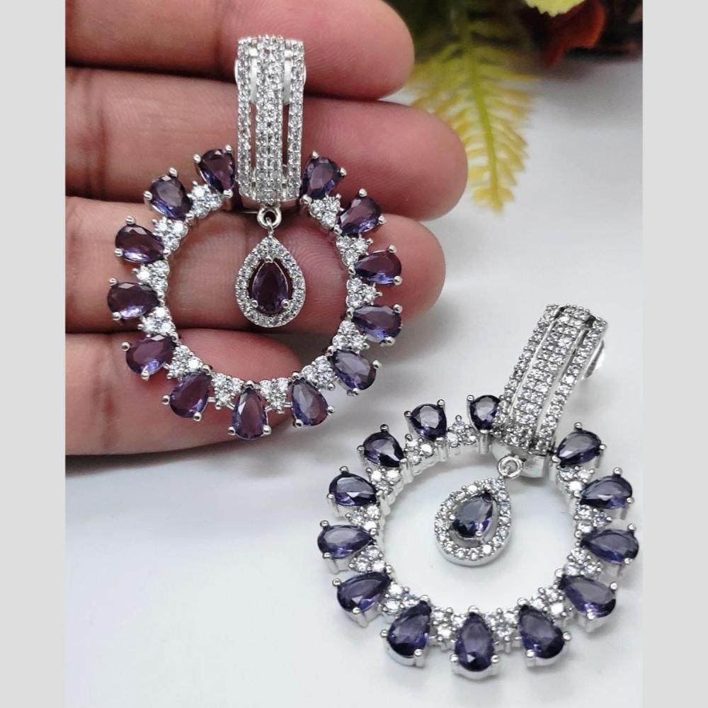 Kavita Art Silver Plated American Diamonds Dangler Earrings