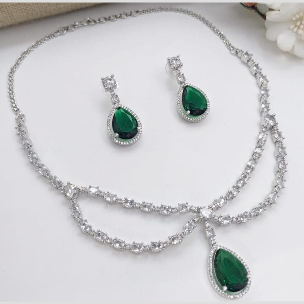 Kavita Art Silver Plated American Diamond Necklace Set