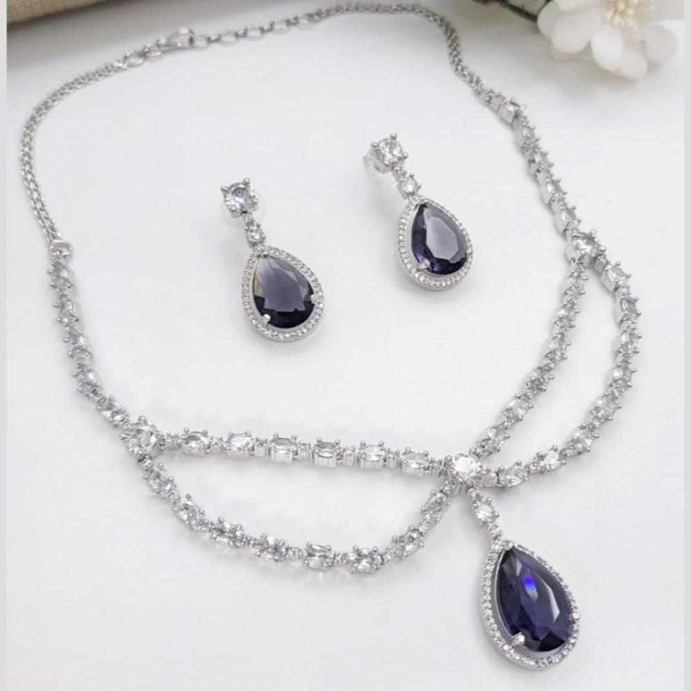 Kavita Art Silver Plated American Diamond Necklace Set