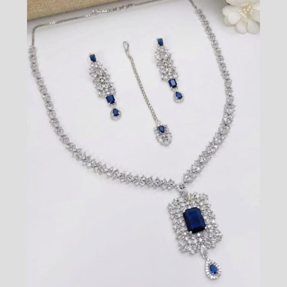 Kavita Art Silver Plated American Diamond Necklace Set