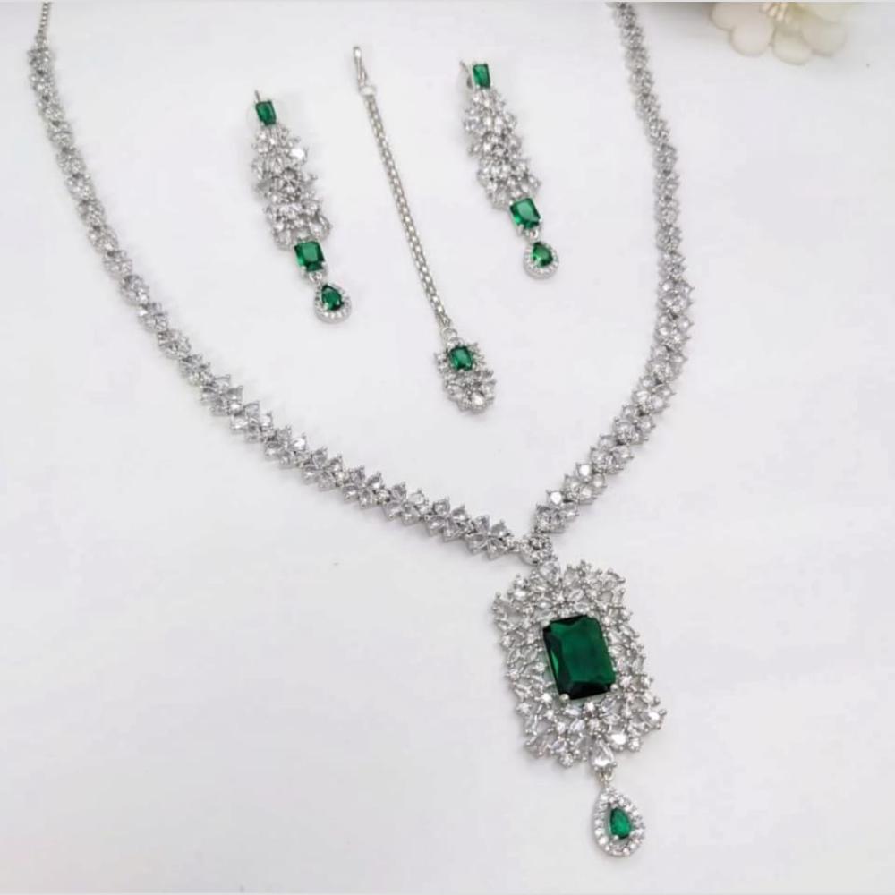 Kavita Art Silver Plated American Diamond Necklace Set