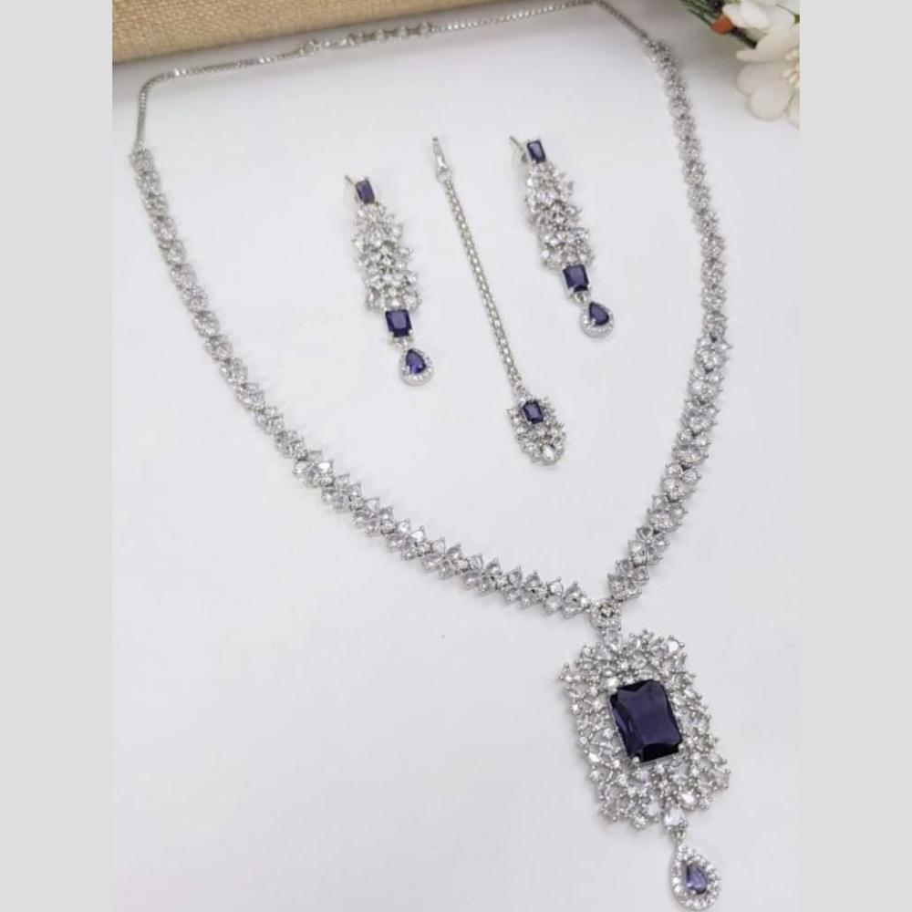 Kavita Art Silver Plated American Diamond Necklace Set