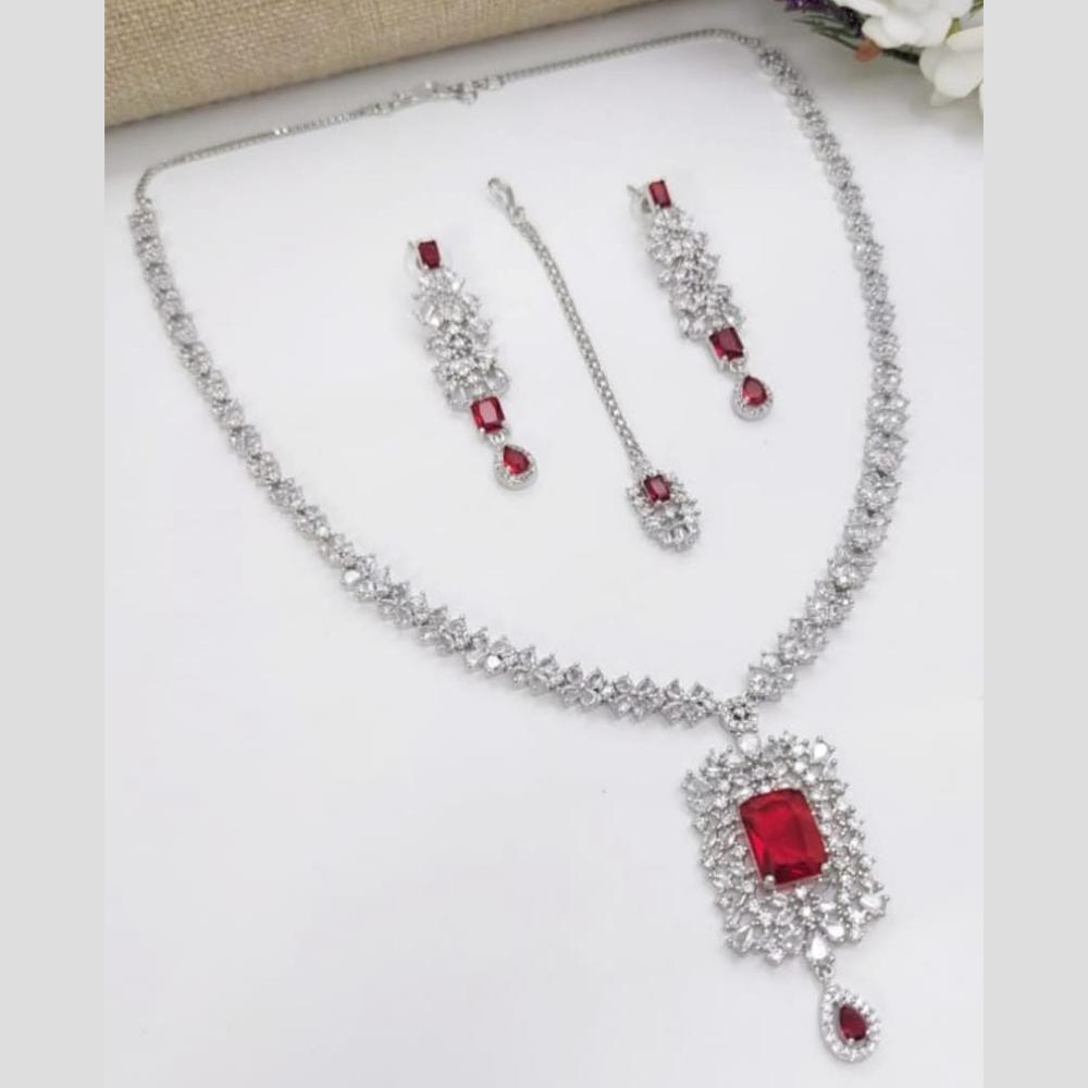 Kavita Art Silver Plated American Diamond Necklace Set