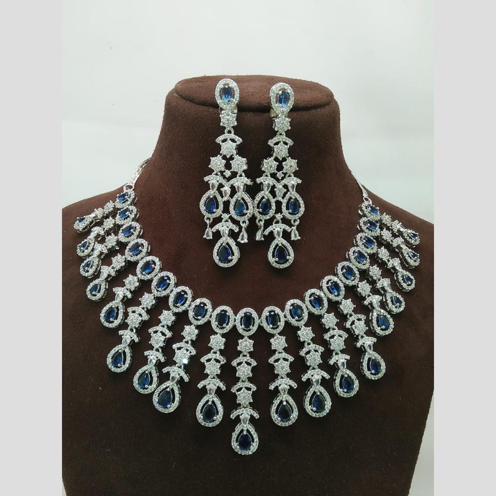 Kavita Art Silver Plated American Diamond Necklace Set