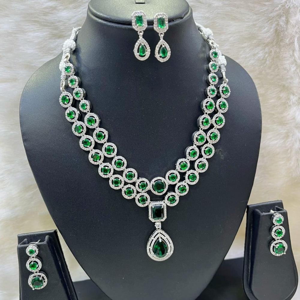 Kavita Art Silver Plated American Diamond Necklace Set