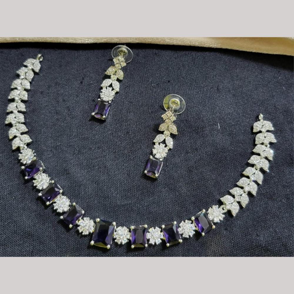 Kavita Art Silver Plated American Diamond Necklace Set