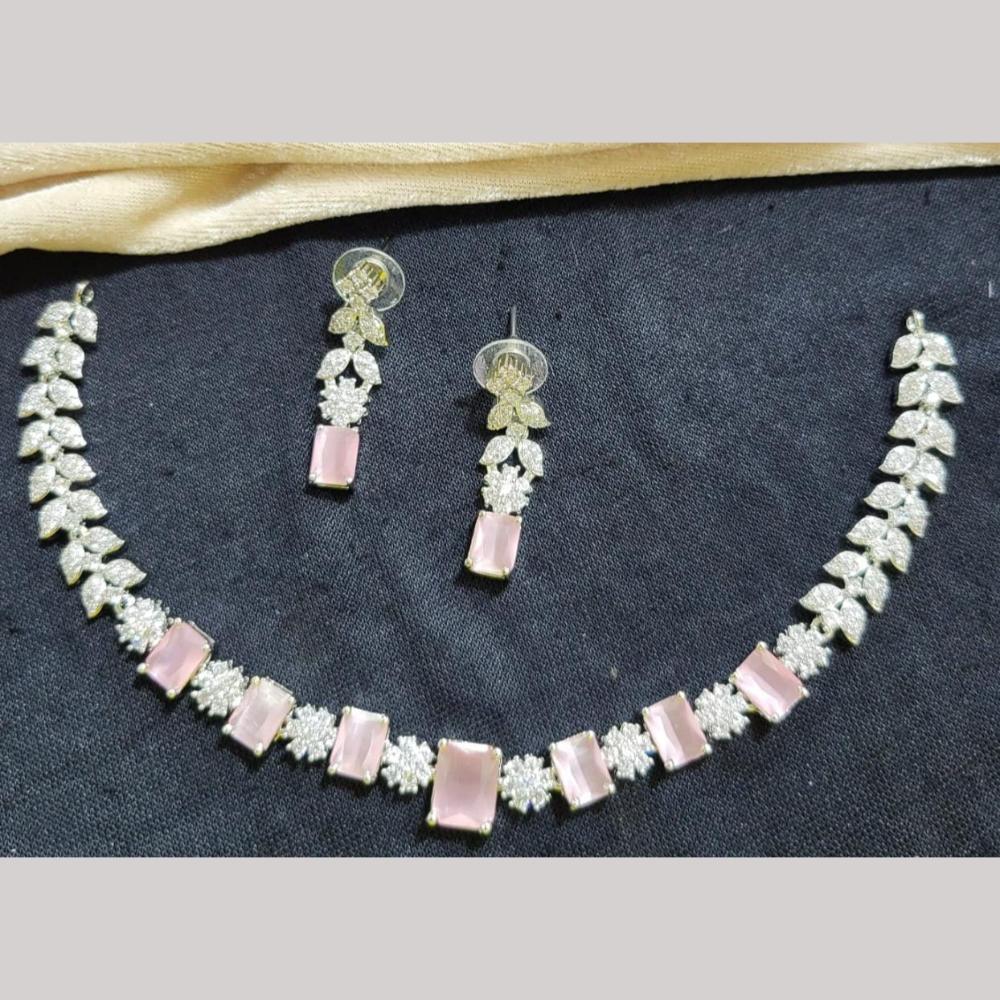 Kavita Art Silver Plated American Diamond Necklace Set