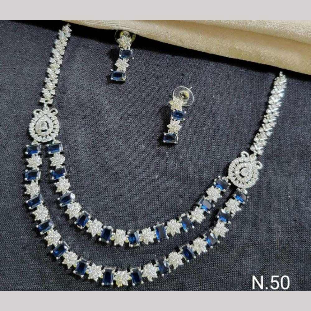 Kavita Art Silver Plated American Diamond Necklace Set