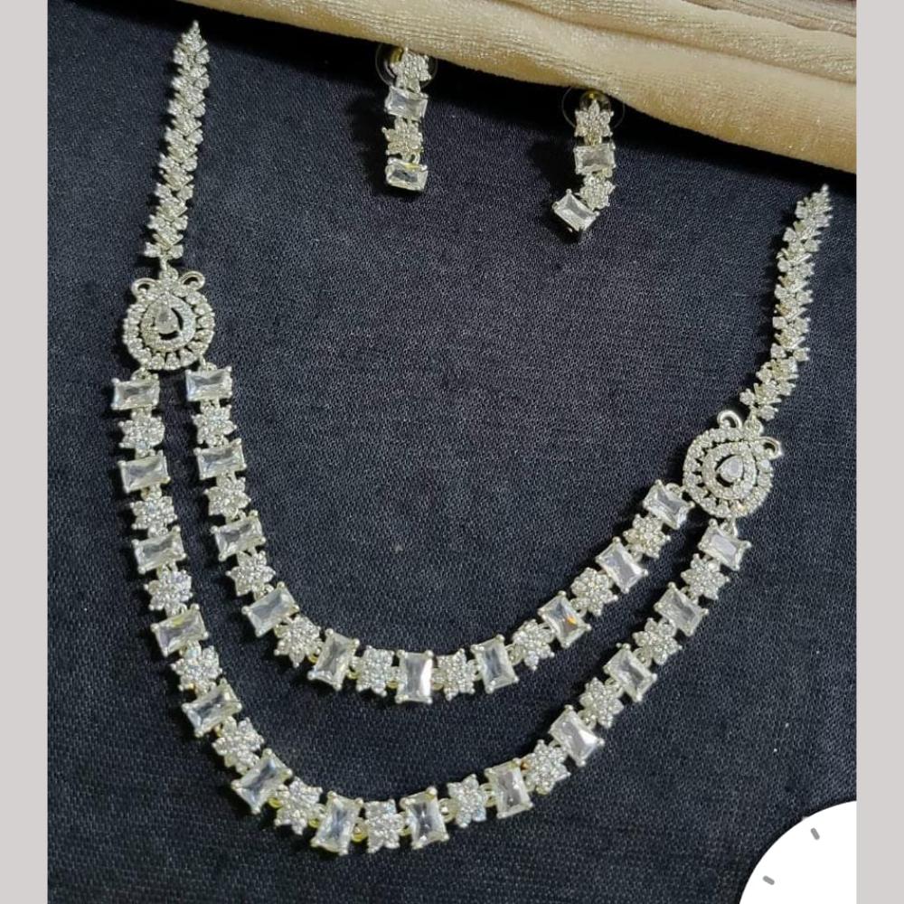 Kavita Art Silver Plated American Diamond Necklace Set