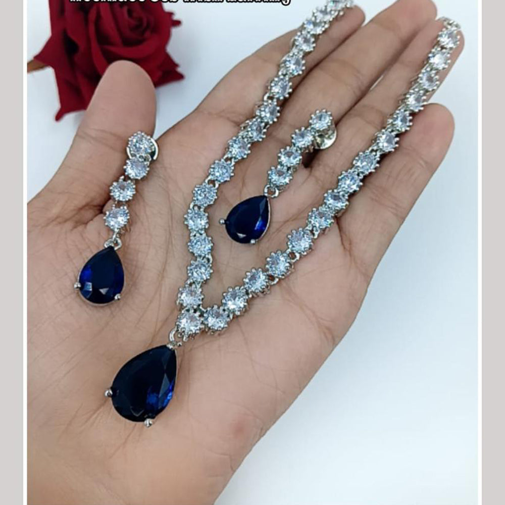 Kavita Art Silver Plated American Diamond Necklace Set