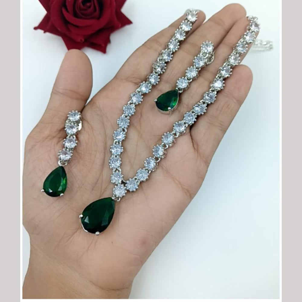 Kavita Art Silver Plated American Diamond Necklace Set