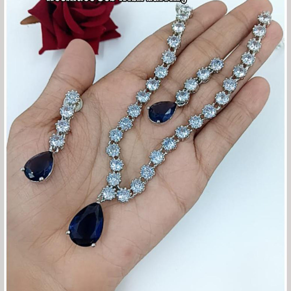 Kavita Art Silver Plated American Diamond Necklace Set