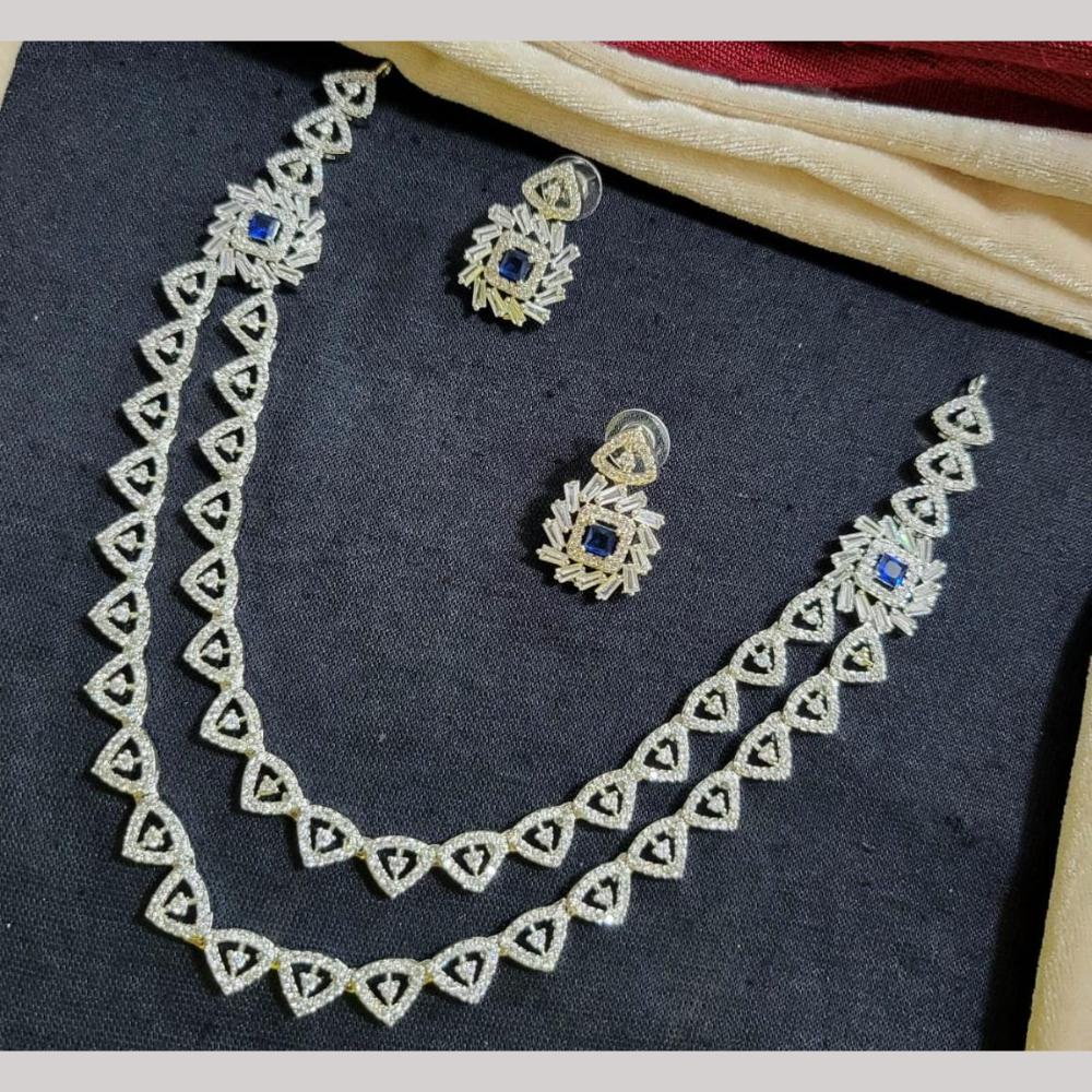 Kavita Art Silver Plated American Diamond Necklace Set