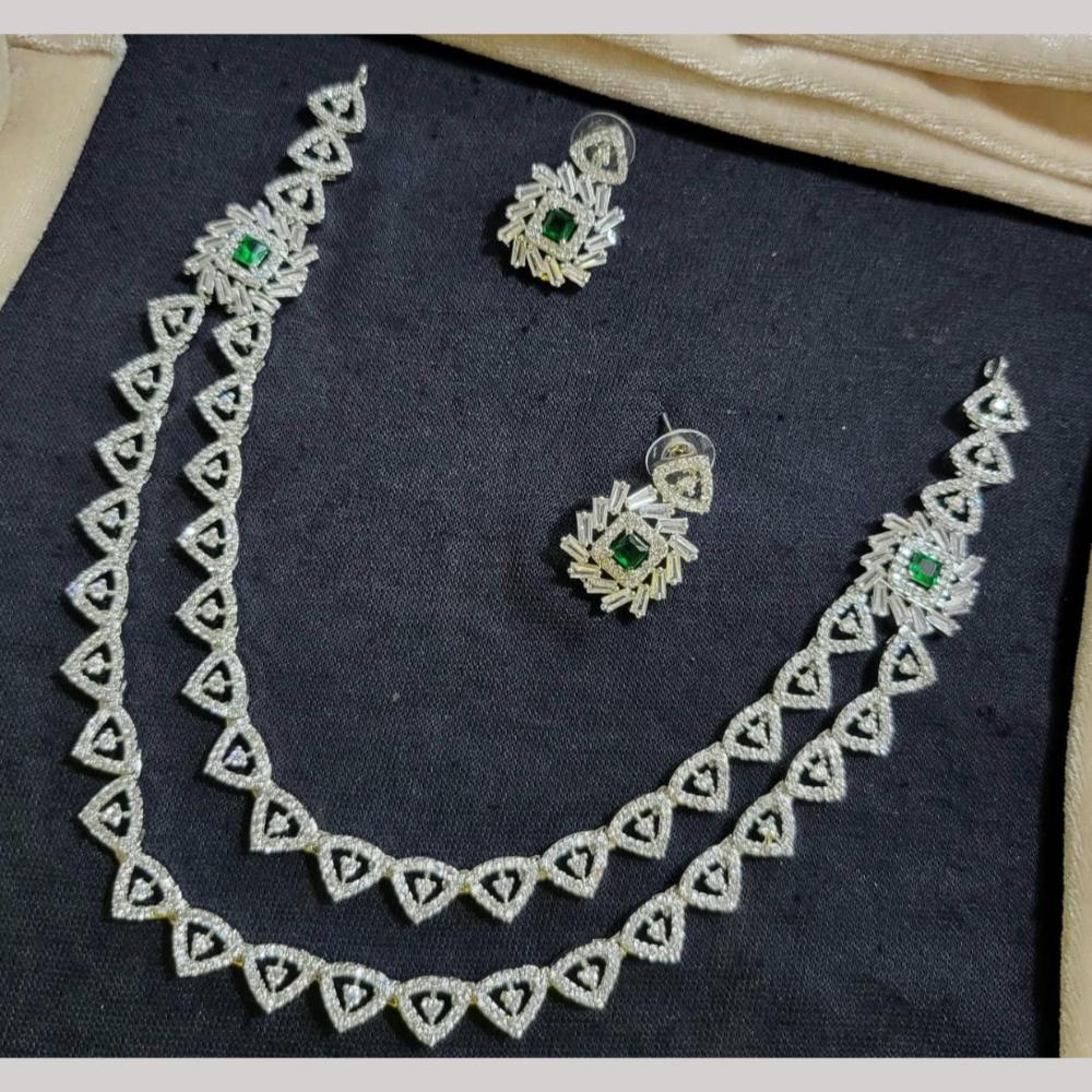 Kavita Art Silver Plated American Diamond Necklace Set