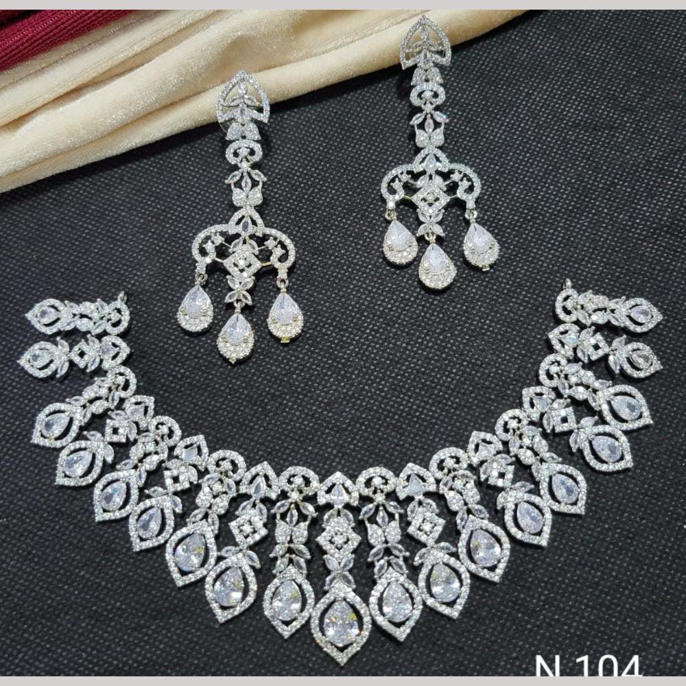 Kavita Art Silver Plated American Diamond Necklace Set