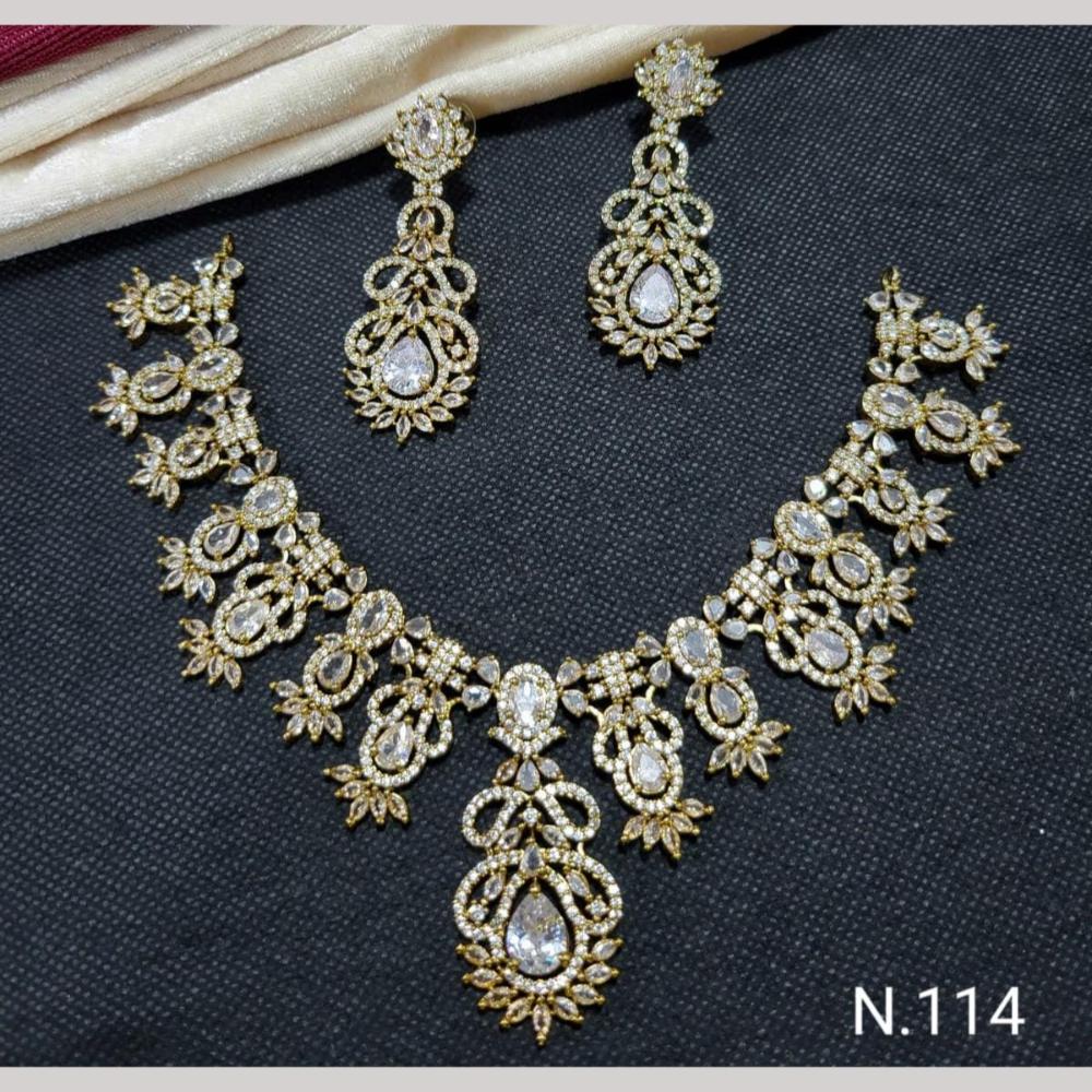Kavita Art Gold Plated American Diamond Necklace Set
