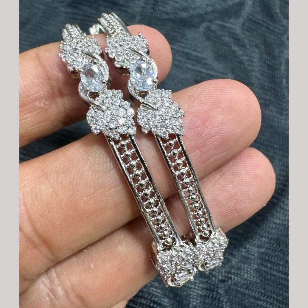 Kavita Art Silver Plated American Diamonds Bangles Set