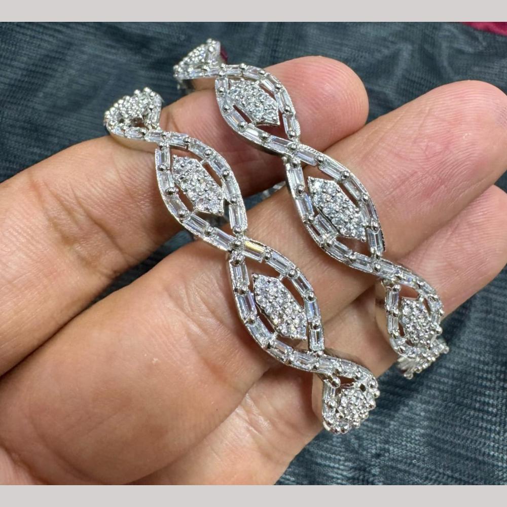 Kavita Art Silver Plated American Diamonds Bangles Set
