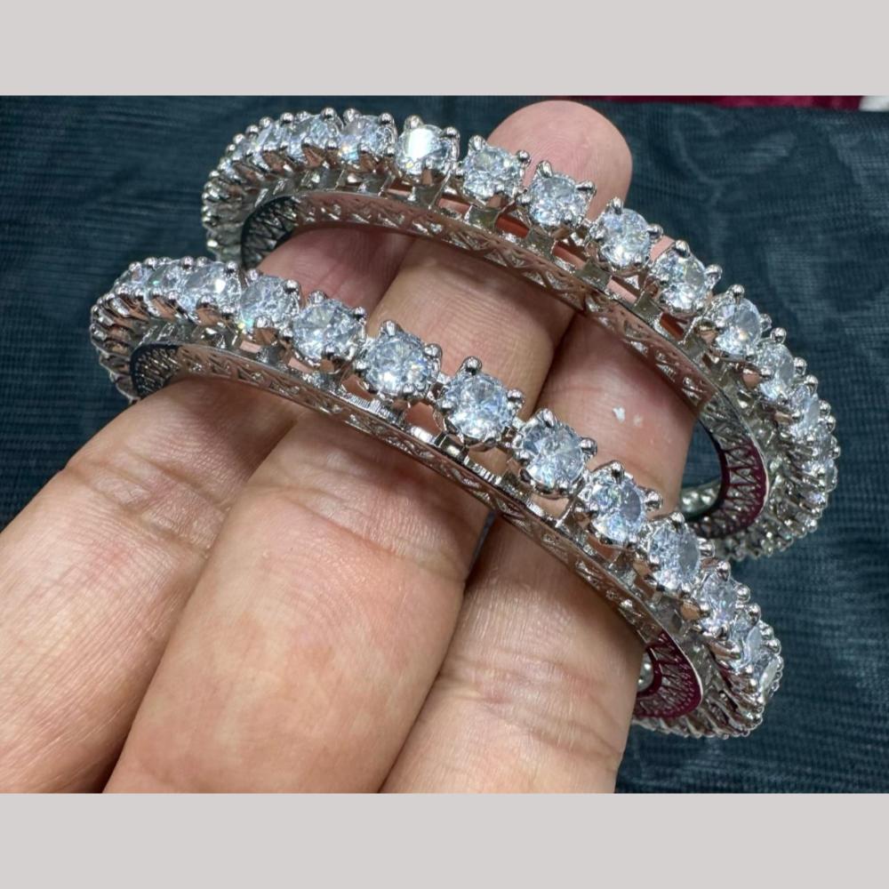 Kavita Art Silver Plated American Diamonds Bangles Set