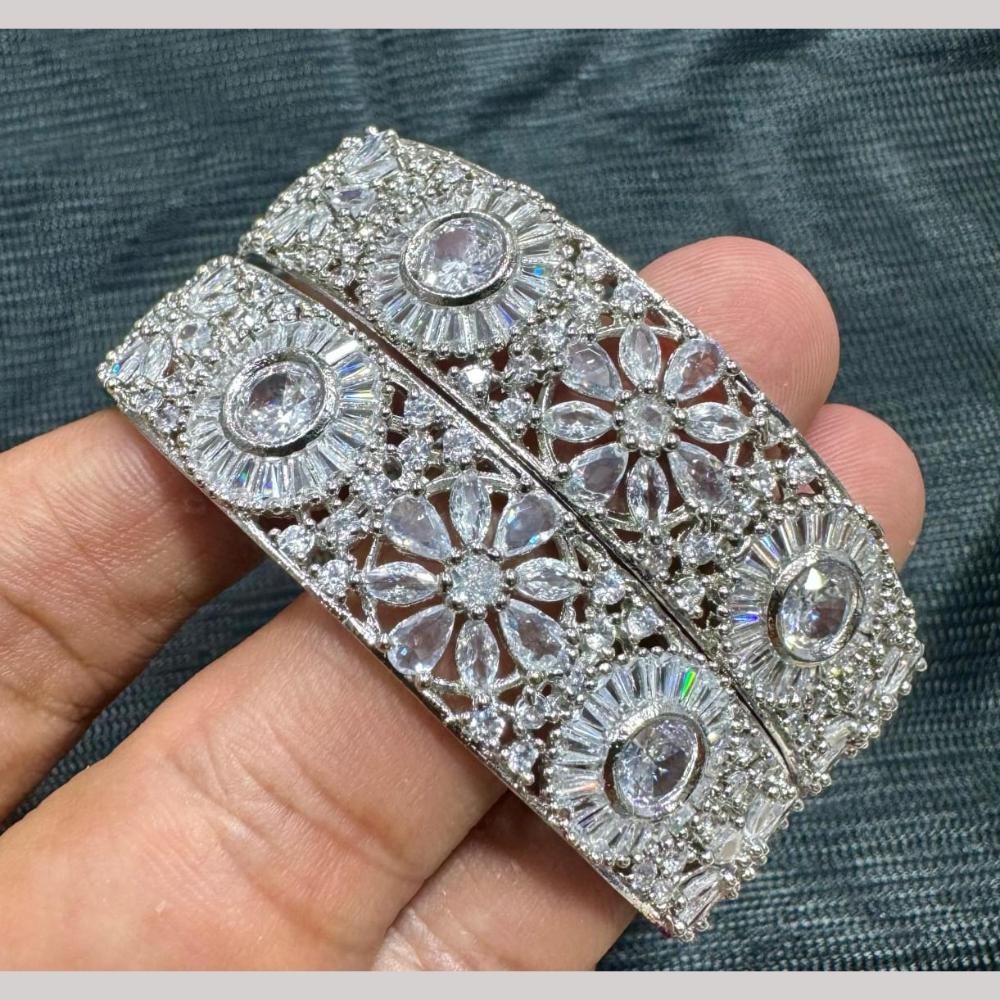 Kavita Art Silver Plated American Diamonds Bangles Set