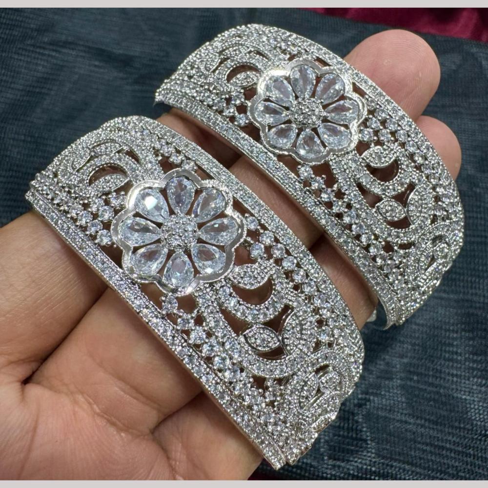 Kavita Art Silver Plated American Diamonds Bangles Set