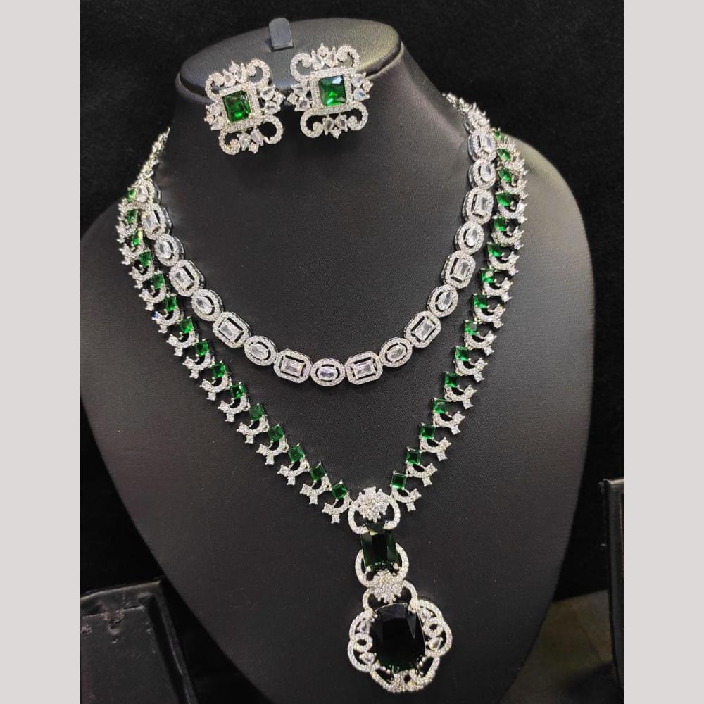 Kavita Art Silver Plated American Diamond Necklace Set