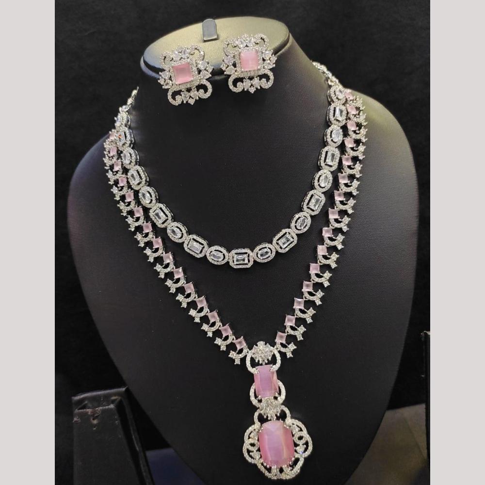 Kavita Art Silver Plated American Diamond Necklace Set