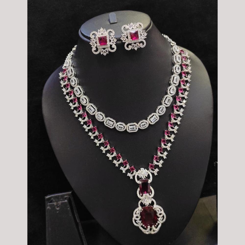 Kavita Art Silver Plated American Diamond Necklace Set