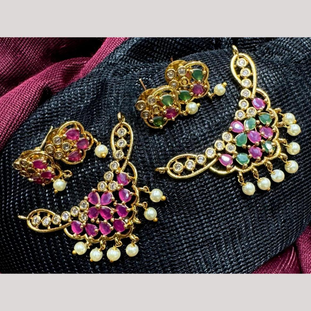 Kavita Art Gold Plated Crystal Stone And Pearl Pendant Set (1 Set Only)