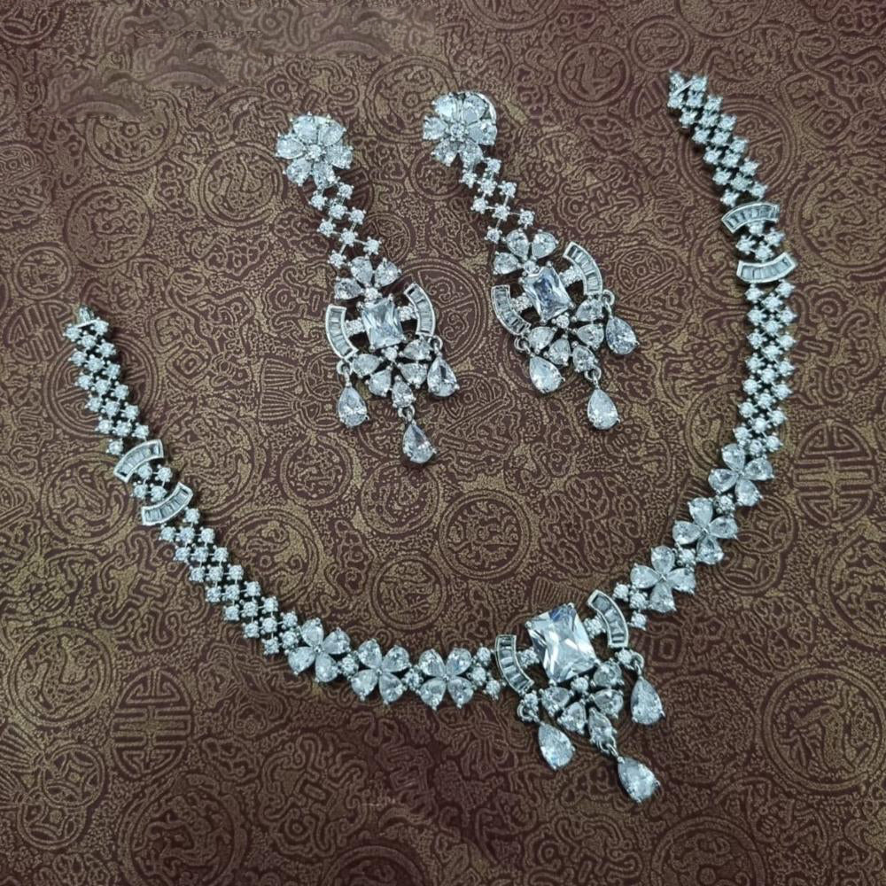 Kavita Art Silver Plated American Diamond Necklace Set