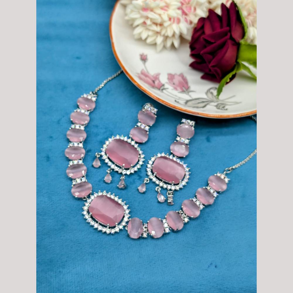 Kavita Art Silver Plated American Diamond Necklace Set