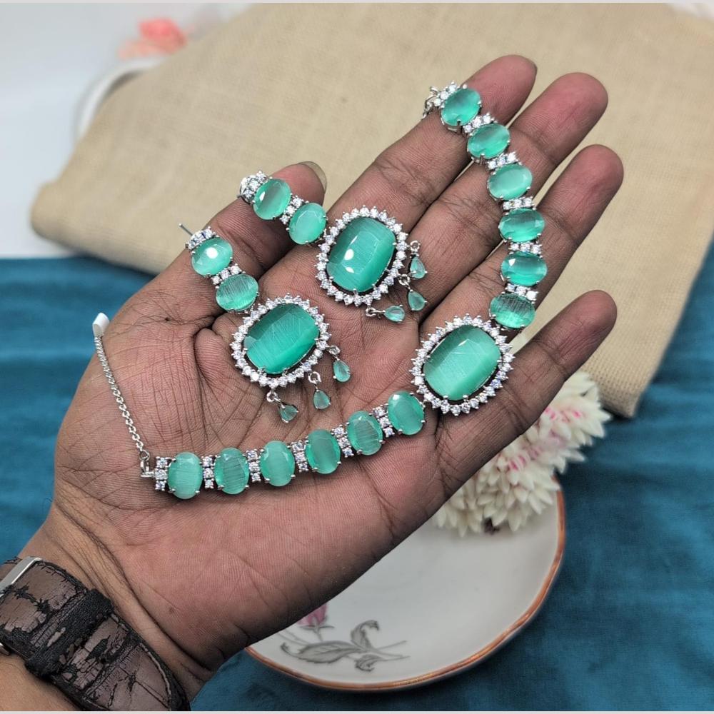 Kavita Art Silver Plated American Diamond Necklace Set