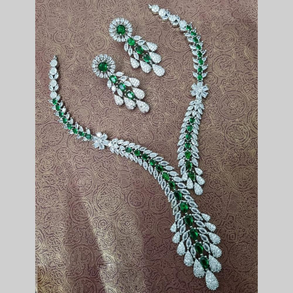 Kavita Art Silver Plated American Diamond Necklace Set