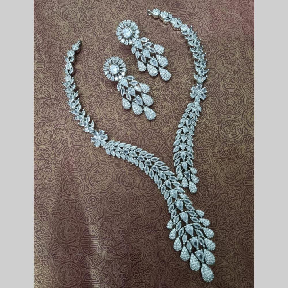 Kavita Art Silver Plated American Diamond Necklace Set